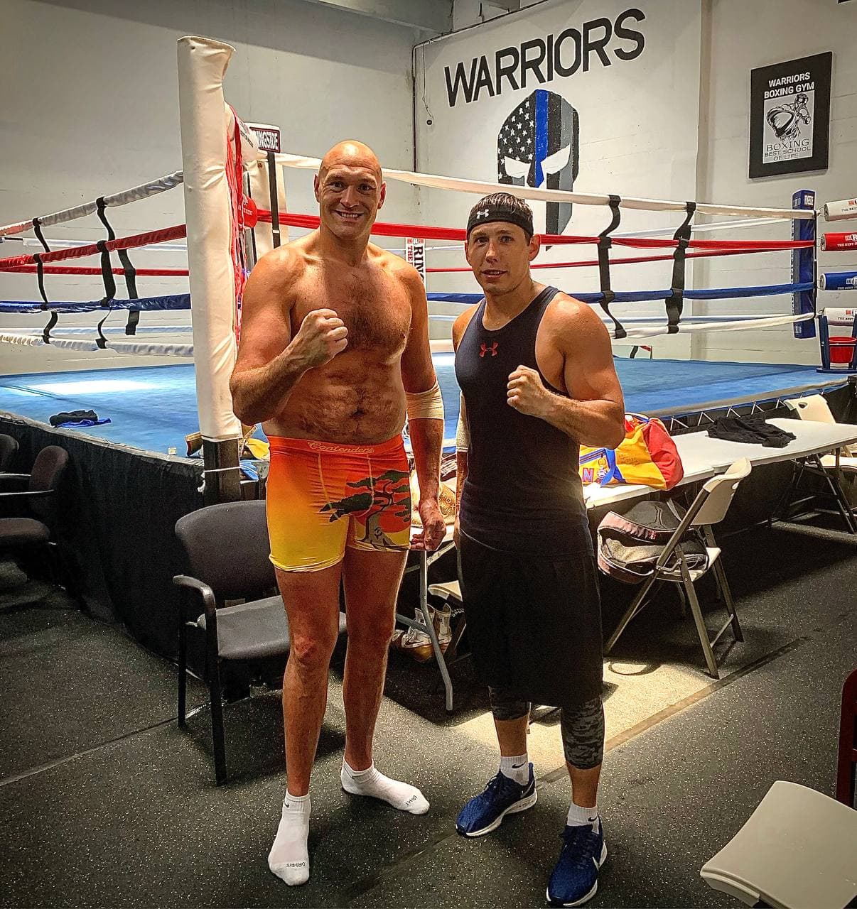 Artem Brusov training with heavyweight world champion Tyson Fury